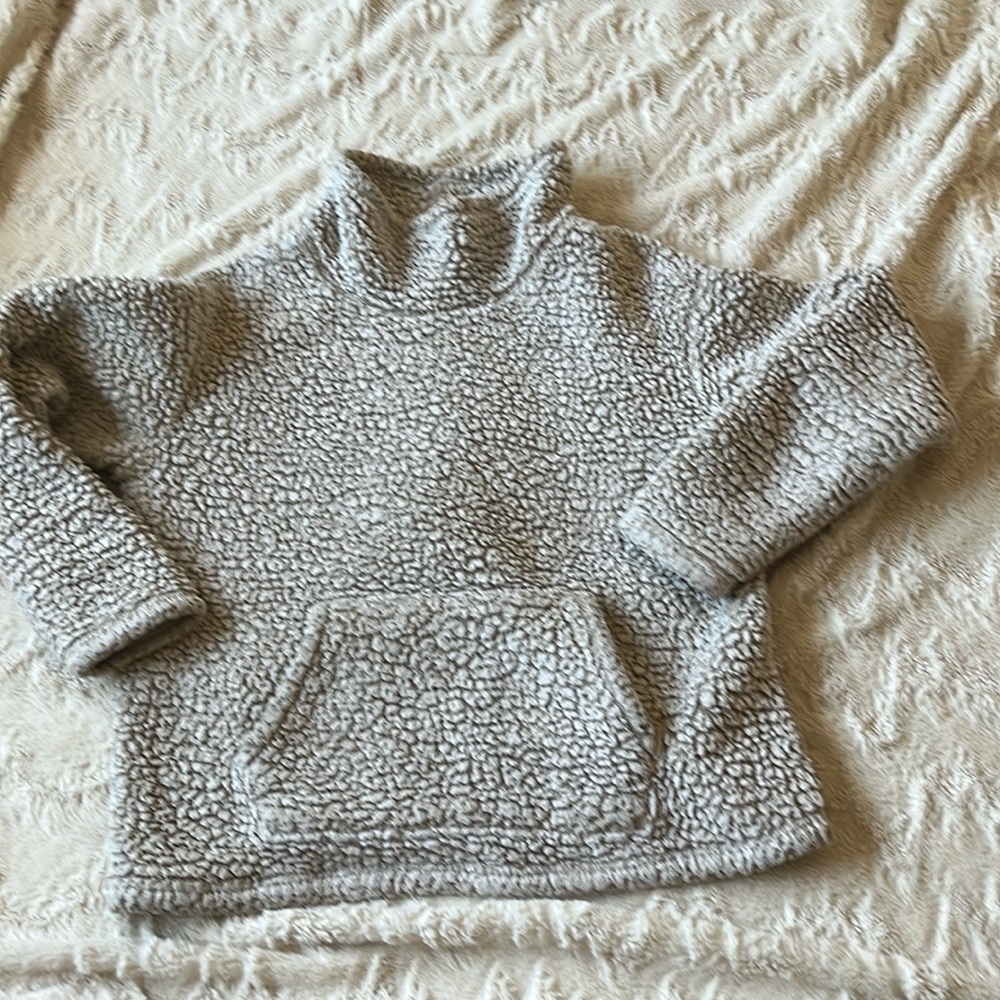 Eddie Bauer Fleece Pullover Tan Cowl Neck Fireside Plush Pullover Size M